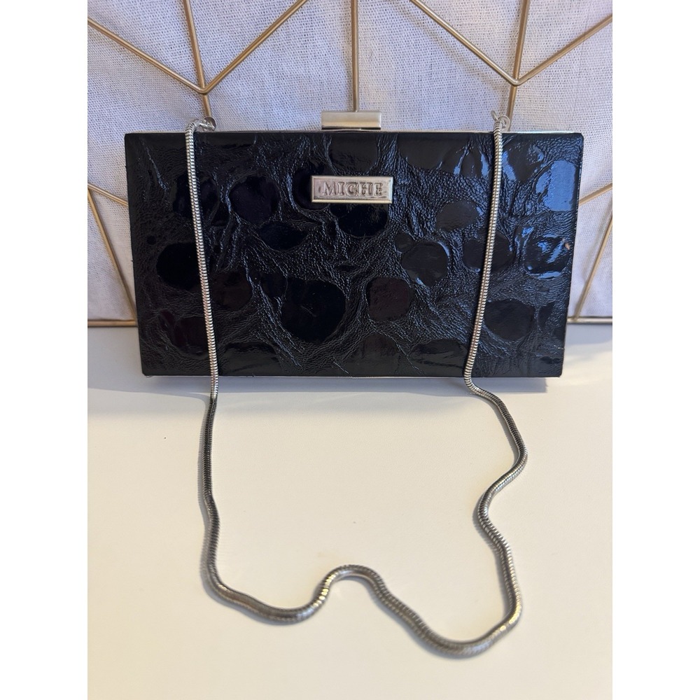 Miche Women's Black‎ Purse Wallet with Chain Silver Tone Hardware
